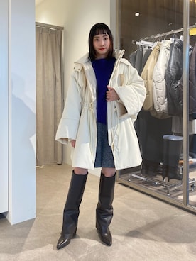 「アイテム（ポンチョ）」を使った、笹原(sasahara)さん（レディース・153cm）の秋コーディネート