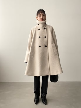 「アイテム（ステンカラーコート、ホワイト系）」を使った、笹原(sasahara)さん（レディース・153cm）の秋コーディネート