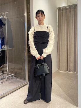 「アイテム（サロペット/オーバーオール、グレー系）」を使った、笹原(sasahara)さん（レディース・153cm）の秋コーディネート