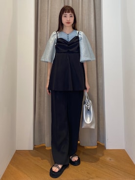 「EMMEL REFINES（エメルリファインズ）のアイテム（トップス）」を使った、笹原(sasahara)さん（レディース・153cm）の春コーディネート