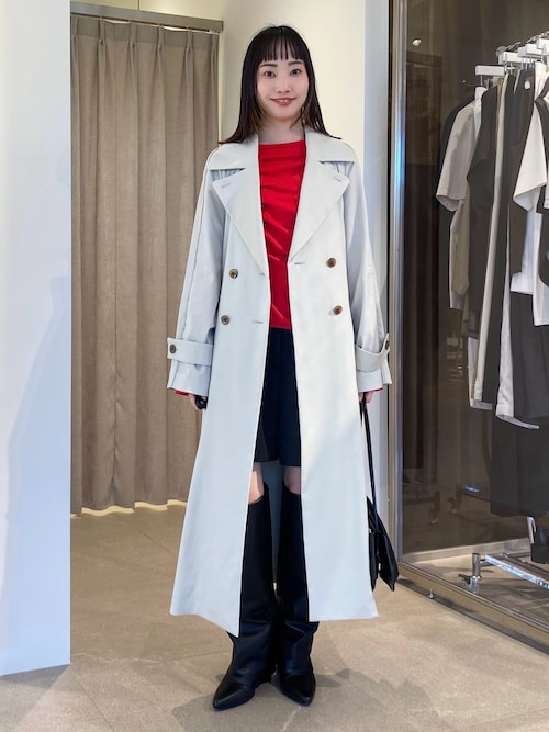 EMMEL REFINES＞EM Wボタン トロミ フレア トレンチコート（トレンチ