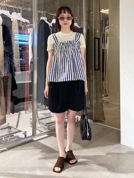 「EMMEL REFINES（エメルリファインズ）のアイテム（パンツ）」を使った、笹原(sasahara)さん（レディース・153cm）の夏コーディネート