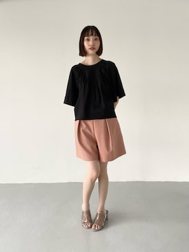 「EMMEL REFINES（エメルリファインズ）のアイテム」を使った、笹原(sasahara)さん（レディース・153cm）の夏コーディネート