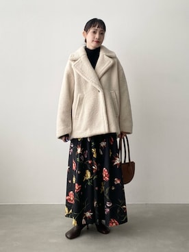 「アイテム（チェスターコート、ホワイト系）」を使った、笹原(sasahara)さん（レディース・153cm）の秋コーディネート