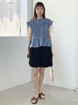 「EMMEL REFINES（エメルリファインズ）のアイテム」を使った、笹原(sasahara)さん（レディース・153cm）の夏コーディネート