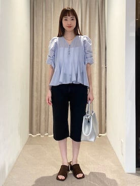 「EMMEL REFINES（エメルリファインズ）のアイテム（トップス）」を使った、笹原(sasahara)さん（レディース・153cm）の春コーディネート