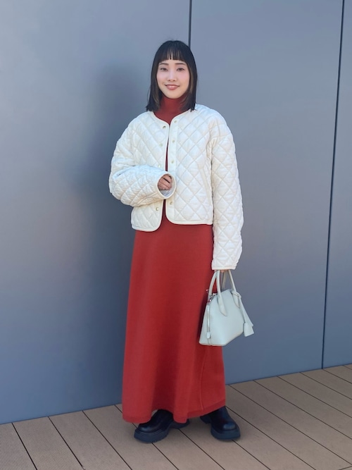 EMMEL REFINES＞EM ギャザーパフスリーブ タートルニット ワンピース