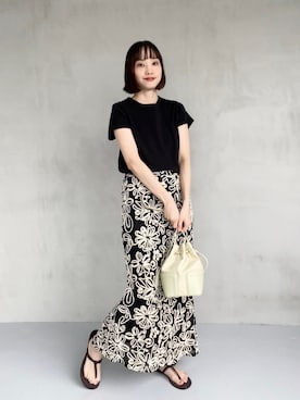 「EMMEL REFINES（エメルリファインズ）のアイテム」を使った、笹原(sasahara)さん（レディース・153cm）の夏コーディネート