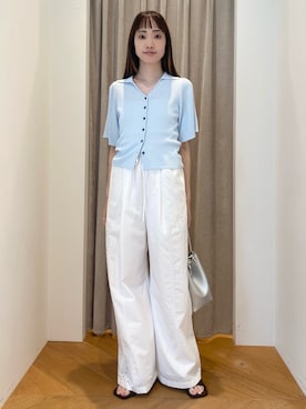 「EMMEL REFINES（エメルリファインズ）の＜EMMEL REFINES＞EM カットワーク シシュウ パンツ（その他パンツ、ホワイト系）」を使った、笹原(sasahara)さん（レディース・153cm）の春コーディネート