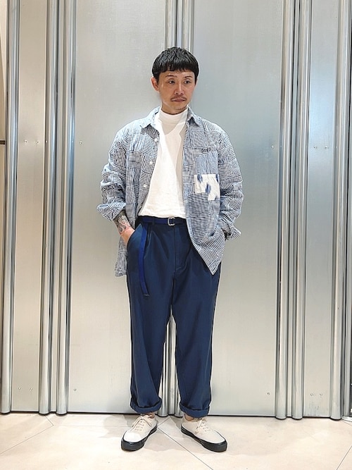 人生って素晴らしい！【イタリア生地使用 デシグアル 】総柄 ストライプ シャツ 人生って素晴らしい！【イタリア生地使用 デシグアル 】総柄