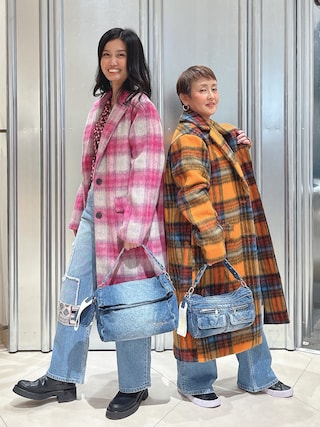 【新品未使用品】デシグアル　ピンク系 チェックチェスターコート デシグアル Desigual コート （ピンク/レッド） -waja bazar
