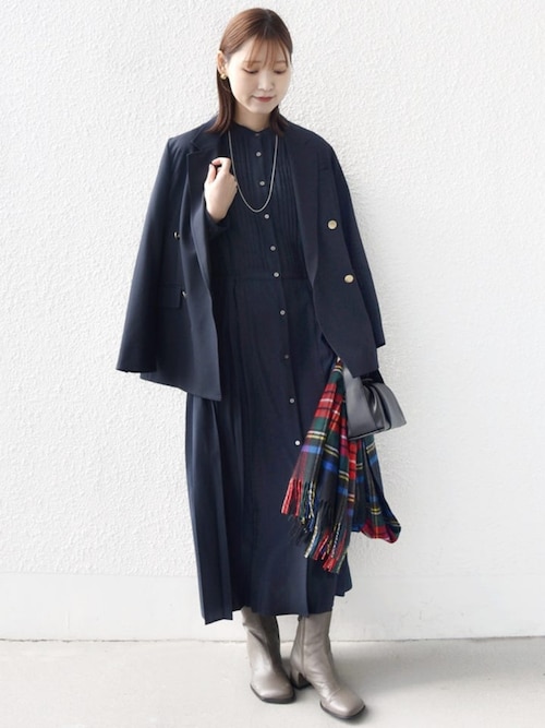 WEB限定】〈手洗い可能〉ドット / 花柄 バンドカラー サイド プリーツ