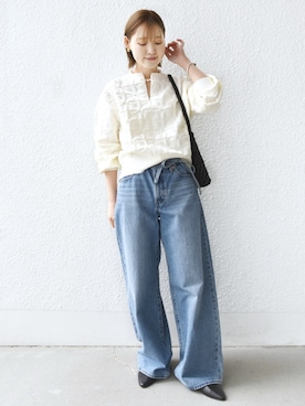 「アイテム（ニット/セーター）」を使った、NAGASHIMAさん（レディース・164cm）の春コーディネート