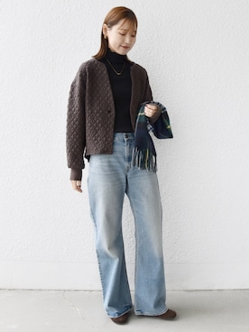 「アイテム（ストール/ショール）」を使った、NAGASHIMAさん（レディース・164cm）の秋コーディネート