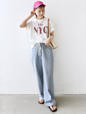 「アイテム（帽子）」を使った、NAGASHIMAさん（レディース・164cm）の夏コーディネート