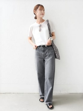 「SHIPS（シップス）のupper hights:THE NIECE MID-RIS（その他パンツ、グレー系）」を使った、NAGASHIMAさん（レディース・164cm）の夏コーディネート