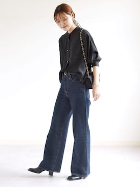 「MILOS（ミロス）の【SHIPS別注】MILOS: キルティング ショルダー（ショルダーバッグ、ブラック系）」を使った、NAGASHIMAさん（レディース・164cm）の秋コーディネート