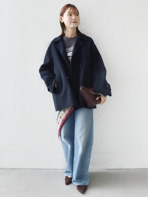 s*♪様 24AW✨ルシェルブルー　ダブルフェイスショートコート　ピーコート　キ LE CIEL BLEU（ルシェルブルー）の「ダブルフェイスショートコート