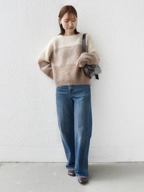 WEB限定】〈手洗い可能〉モヘヤ混 グラデーション ニット プルオーバー