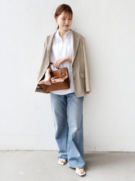 「Levi's（リーバイス）のLevi’s: LOOSE BOOT（デニムパンツ、ブルー系）」を使った、NAGASHIMAさん（レディース・164cm）の春コーディネート