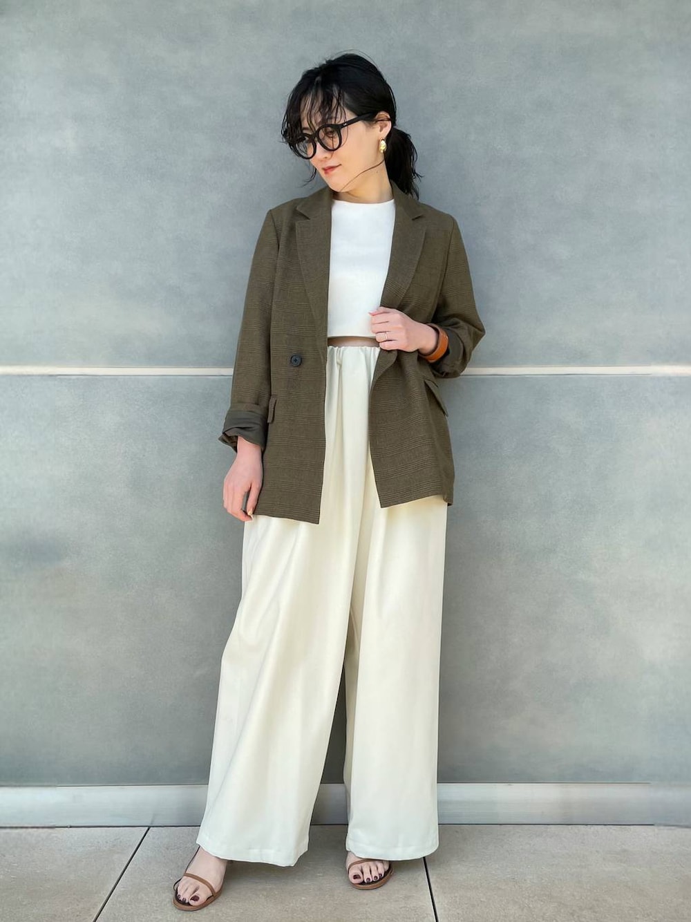 Curensology(カレンソロジー)/グレンチェックカラミジャケットを使った