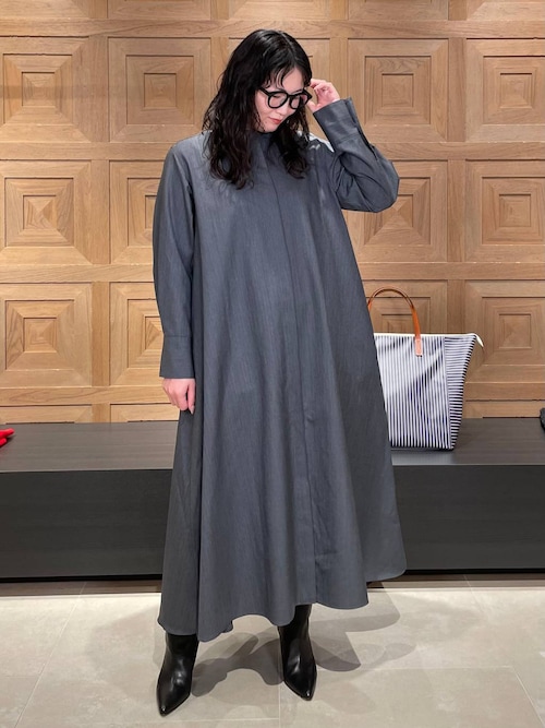 ::ハンドメイド　ウール起毛混ニット・バンドカラーｏｐ:: Curensology(カレンソロジー)⁄ウールバンドカラーワンピース