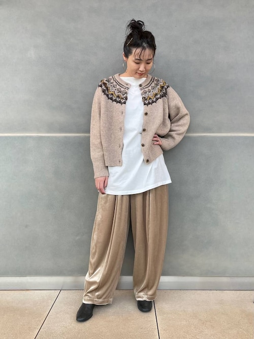 Curensologyビーズキュウシンジャガードニットカーディガン