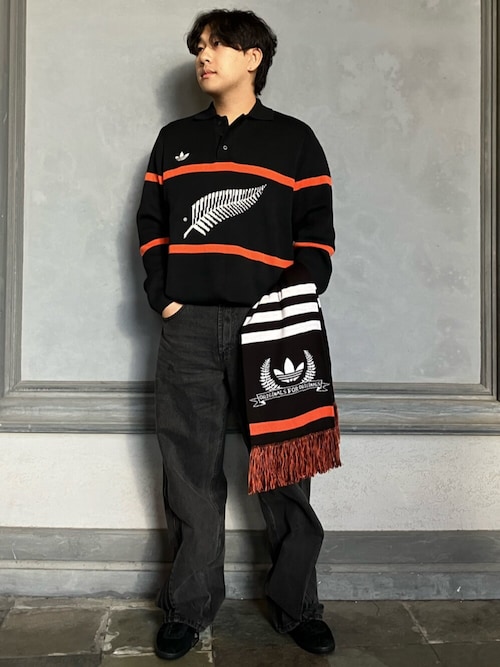 アディダス　マフラー アディダス オリジナルス＆オールブラックス ラージスカーフ / adidas