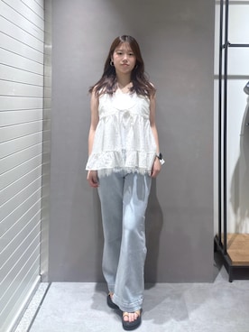 「FREE'S MART（フリーズマート）のアイテム（パンツ）」を使った、RIKOさん（レディース・163cm）の夏コーディネート