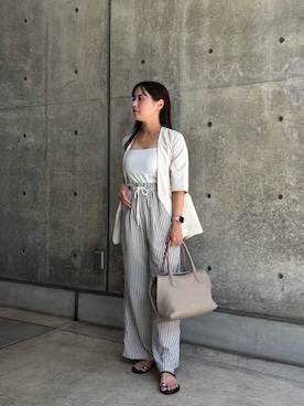 「アイテム（トートバッグ）」を使った、tomo_cucciさん（レディース・156cm）の夏コーディネート
