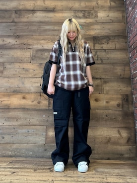 「アイテム（カーゴパンツ）」を使った、RAMUさん（レディース・158cm・20代）の夏コーディネート