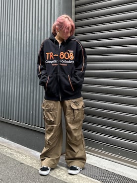 「XLARGE（エクストララージ）のXLARGE×ROLAND PIPING HOODED SWEATSHIRT（パーカー）」を使った、RAMUさん（レディース・158cm・20代）の夏コーディネート