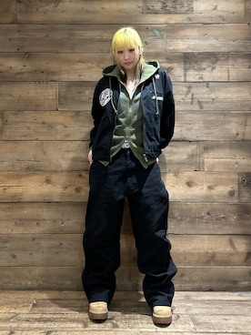 「AFTERMATH（アフターマス）のアイテム（ジャケット/アウター）」を使った、RAMUさん（レディース・158cm）の冬コーディネート