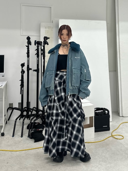 SLY スカート PLAID LAYERED L/SK プレイド レイヤード ロング