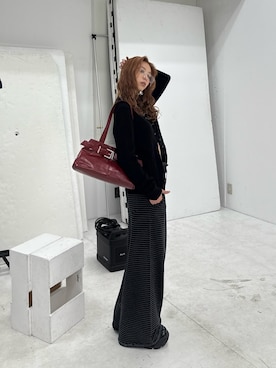 「オールブラックコーデ」｜　湊有里紗さん（レディース・152cm）の秋コーディネート