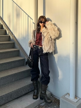 「SLY（スライ）のアイテム（パンツ）」を使った、　湊有里紗さん（レディース・152cm）の秋コーディネート