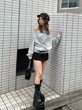 「アイテム（キャスケット）」を使った、　湊有里紗さん（レディース・152cm）の夏コーディネート