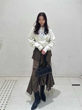 「スカートコーデ」｜　湊有里紗さん（レディース・152cm）の冬コーディネート