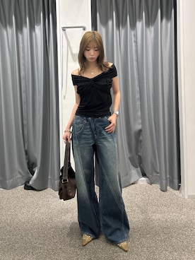 「SLY（スライ）のアイテム（パンツ）」を使った、　湊有里紗さん（レディース・152cm）の夏コーディネート