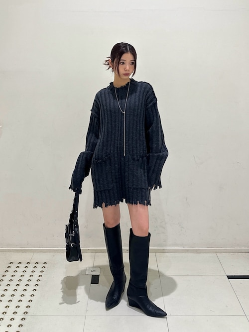 THROW】POINTED WIDE KNEE ブーツ