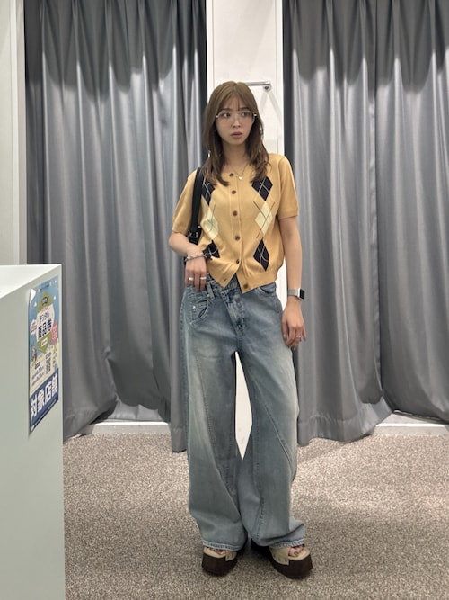 SLY（スライ） サマーニット ニット セーター ARGYLE FRONT BUTTON