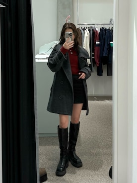 「アイテム（チョーカー）」を使った、　湊有里紗さん（レディース・152cm）の冬コーディネート