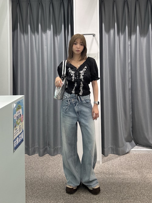 SLY（スライ） ブラウス シャツ 半袖 BLOOMING EMBROIDERY BLOUSE 