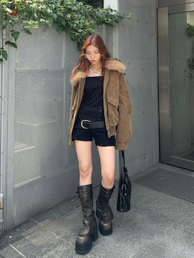 「アイテム（ブルゾン）」を使った、　湊有里紗さん（レディース・152cm）の夏コーディネート