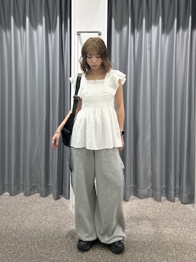 「SLY（スライ）のアイテム（パンツ）」を使った、　湊有里紗さん（レディース・152cm）の夏コーディネート
