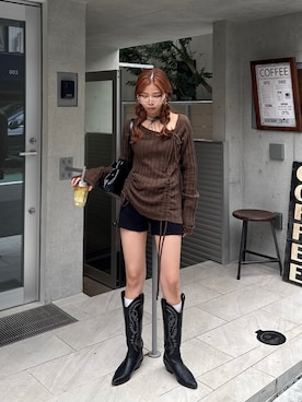 「アイテム（チョーカー）」を使った、　湊有里紗さん（レディース・152cm）の秋コーディネート