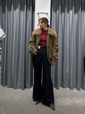 「アイテム（シュシュ）」を使った、　湊有里紗さん（レディース・152cm）の冬コーディネート