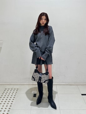 「ニットアップ」｜　湊有里紗さん（レディース・152cm）の冬コーディネート