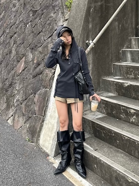 「SLY（スライ）のアイテム（トップス）」を使った、　湊有里紗さん（レディース・152cm）の秋コーディネート