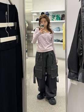 「SLY（スライ）のアイテム（パンツ）」を使った、　湊有里紗さん（レディース・152cm）の冬コーディネート